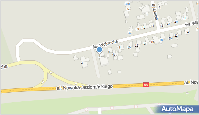 Gliwice, św. Wojciecha, 4, mapa Gliwic