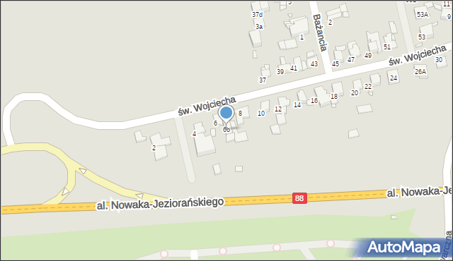 Gliwice, św. Wojciecha, 6b, mapa Gliwic