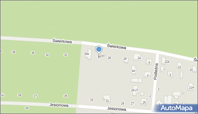 Głowno, Świerkowa, 30, mapa Głowno