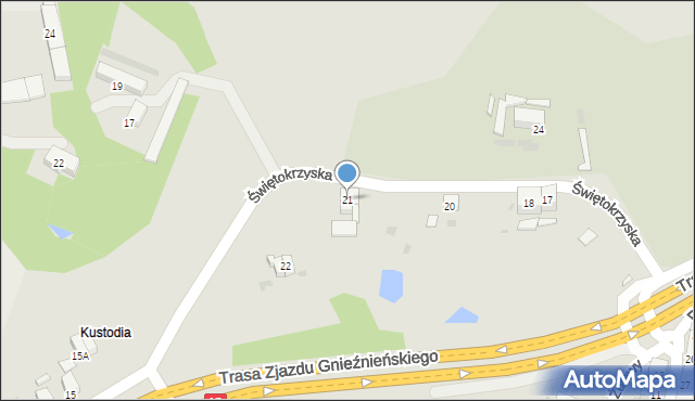 Gniezno, Świętokrzyska, 21, mapa Gniezna