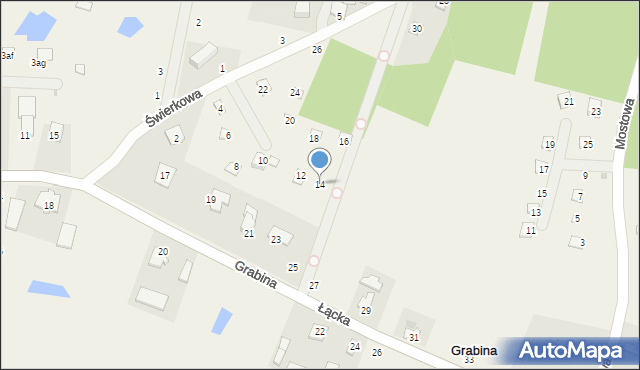 Grabina, Świerkowa, 14, mapa Grabina