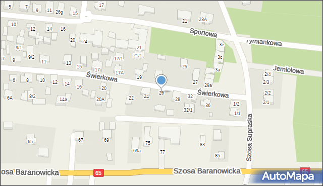 Grabówka, Świerkowa, 26, mapa Grabówka