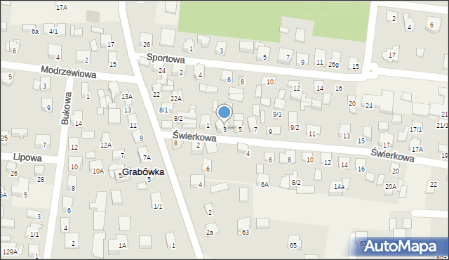 Grabówka, Świerkowa, 3, mapa Grabówka