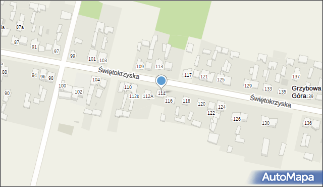 Grzybowa Góra, Świętokrzyska, 114, mapa Grzybowa Góra