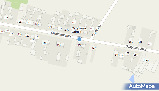 Grzybowa Góra, Świętokrzyska, 136, mapa Grzybowa Góra