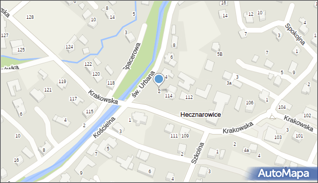 Hecznarowice, św. Urbana, 2, mapa Hecznarowice