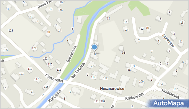 Hecznarowice, św. Urbana, 6, mapa Hecznarowice