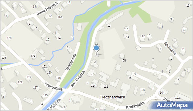 Hecznarowice, św. Urbana, 8, mapa Hecznarowice