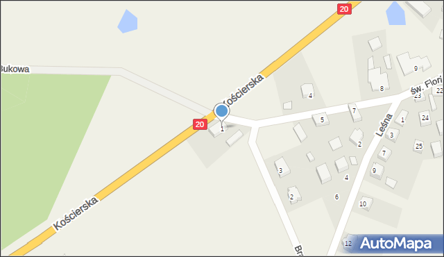 Hopowo, św. Floriana, 1, mapa Hopowo