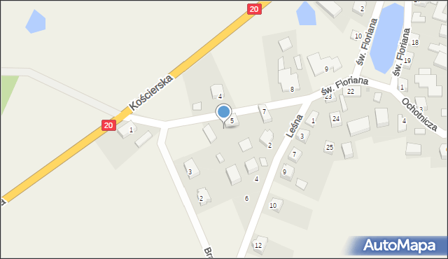 Hopowo, św. Floriana, 5a, mapa Hopowo