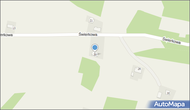 Hucina, Świerkowa, 20, mapa Hucina