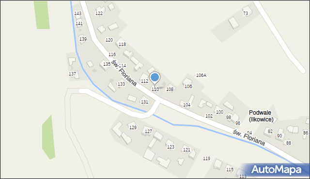 Ilkowice, św. Floriana, 110, mapa Ilkowice