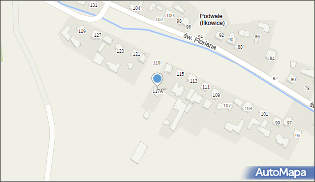 Ilkowice, św. Floriana, 117A, mapa Ilkowice