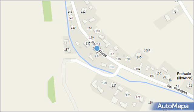 Ilkowice, św. Floriana, 133, mapa Ilkowice