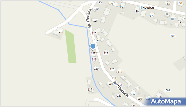 Ilkowice, św. Floriana, 143, mapa Ilkowice