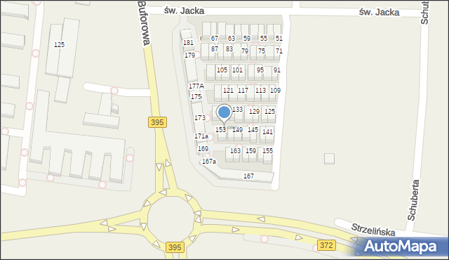 Iwiny, św. Jacka, 153a, mapa Iwiny