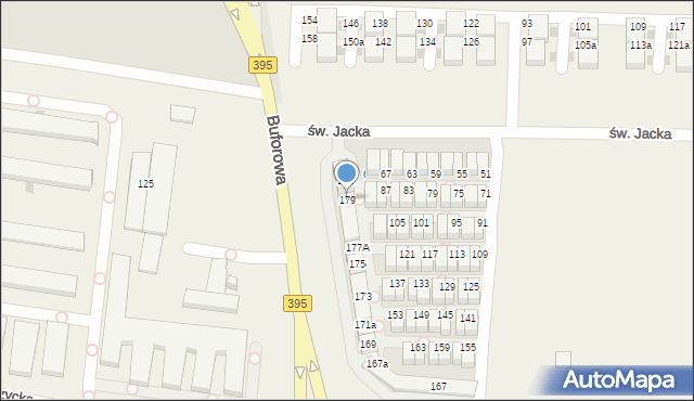 Iwiny, św. Jacka, 179, mapa Iwiny