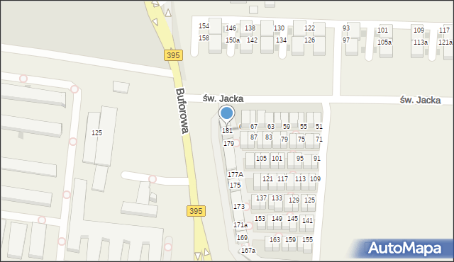 Iwiny, św. Jacka, 181, mapa Iwiny