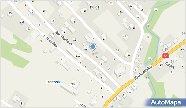 Izdebnik, św. Floriana, 8, mapa Izdebnik