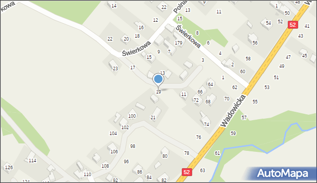 Izdebnik, Świerkowa, 19, mapa Izdebnik