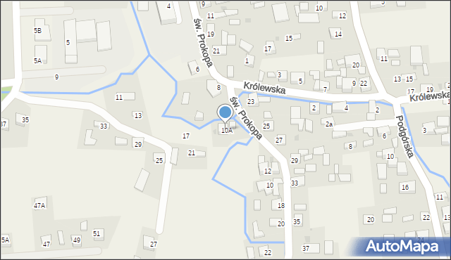 Jadowniki, św. Prokopa, 10A, mapa Jadowniki