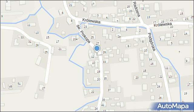 Jadowniki, św. Prokopa, 14, mapa Jadowniki