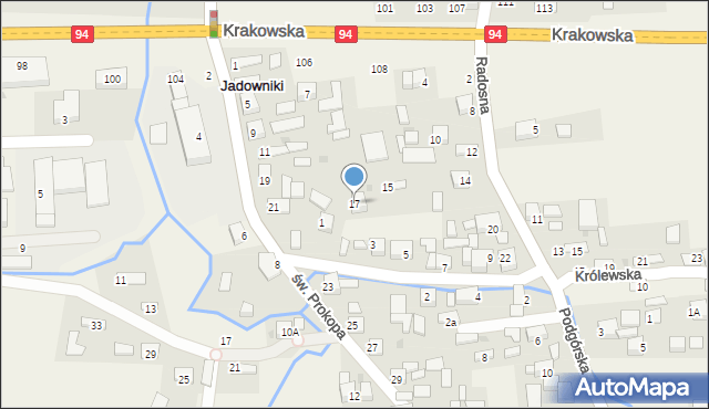Jadowniki, św. Prokopa, 17, mapa Jadowniki
