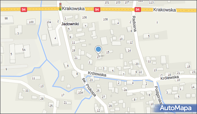 Jadowniki, św. Prokopa, 17, mapa Jadowniki