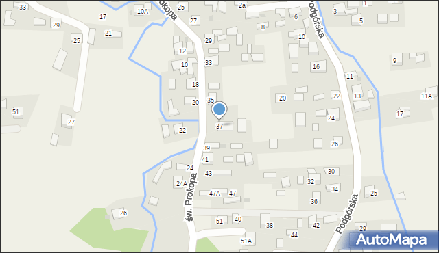 Jadowniki, św. Prokopa, 37, mapa Jadowniki
