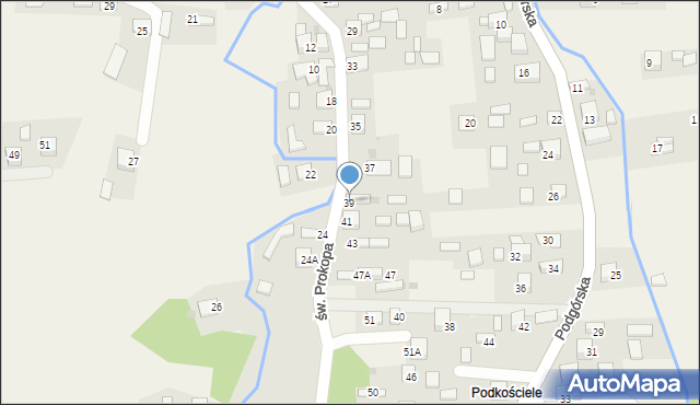 Jadowniki, św. Prokopa, 39, mapa Jadowniki