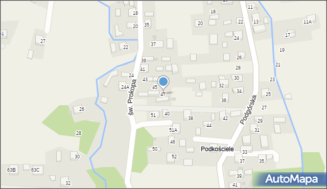 Jadowniki, św. Prokopa, 47, mapa Jadowniki