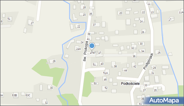 Jadowniki, św. Prokopa, 47A, mapa Jadowniki