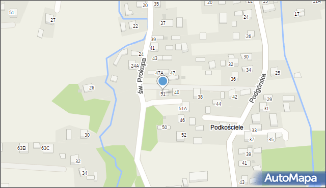 Jadowniki, św. Prokopa, 51, mapa Jadowniki