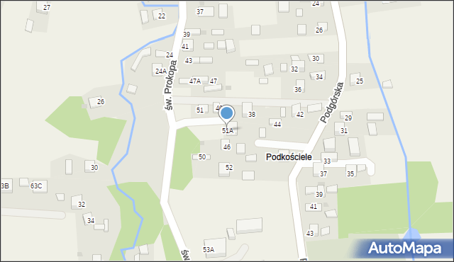 Jadowniki, św. Prokopa, 51A, mapa Jadowniki