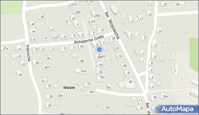 Jaworzno, św. Wojciecha, 93A, mapa Jaworzno