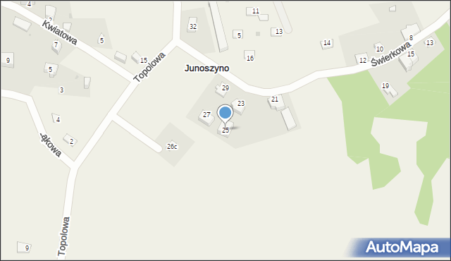 Junoszyno, Świerkowa, 25, mapa Junoszyno