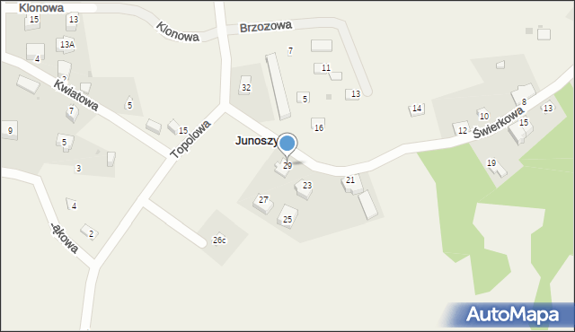 Junoszyno, Świerkowa, 29, mapa Junoszyno