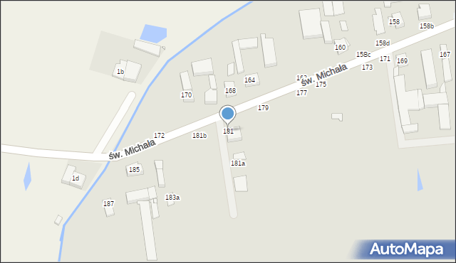 Kalisz, św. Michała, 181, mapa Kalisza