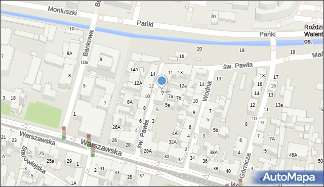 Katowice, św. Pawła, 7, mapa Katowic