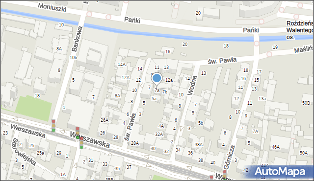 Katowice, św. Pawła, 7a, mapa Katowic