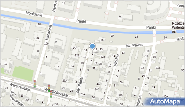 Katowice, św. Pawła, 9, mapa Katowic