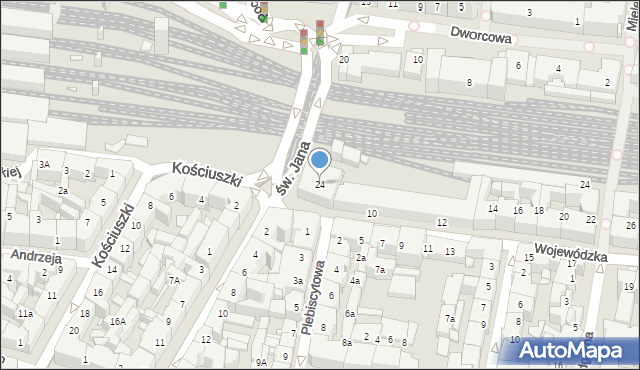 Katowice, św. Jana, 24, mapa Katowic