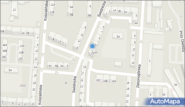 Katowice, Świdnicka, 13, mapa Katowic