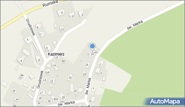 Kazimierz, św. Marka, 14, mapa Kazimierz