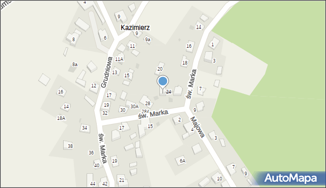 Kazimierz, św. Marka, 26, mapa Kazimierz