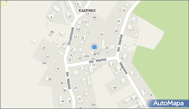 Kazimierz, św. Marka, 28, mapa Kazimierz