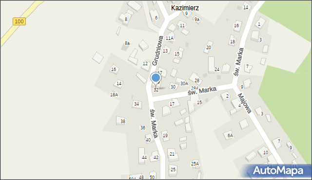 Kazimierz, św. Marka, 32, mapa Kazimierz