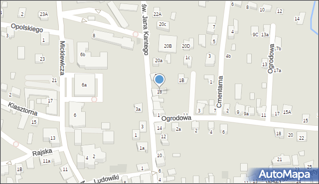 Kęty, św. Jana Kantego, 18, mapa Kęty