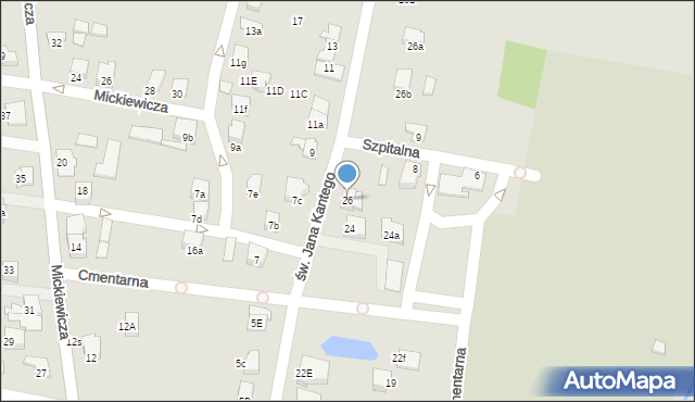 Kęty, św. Jana Kantego, 26, mapa Kęty