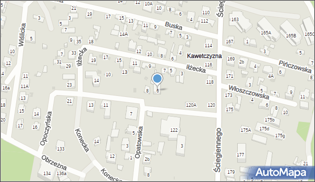 Kielce, św. Rafała Kalinowskiego, 6, mapa Kielc